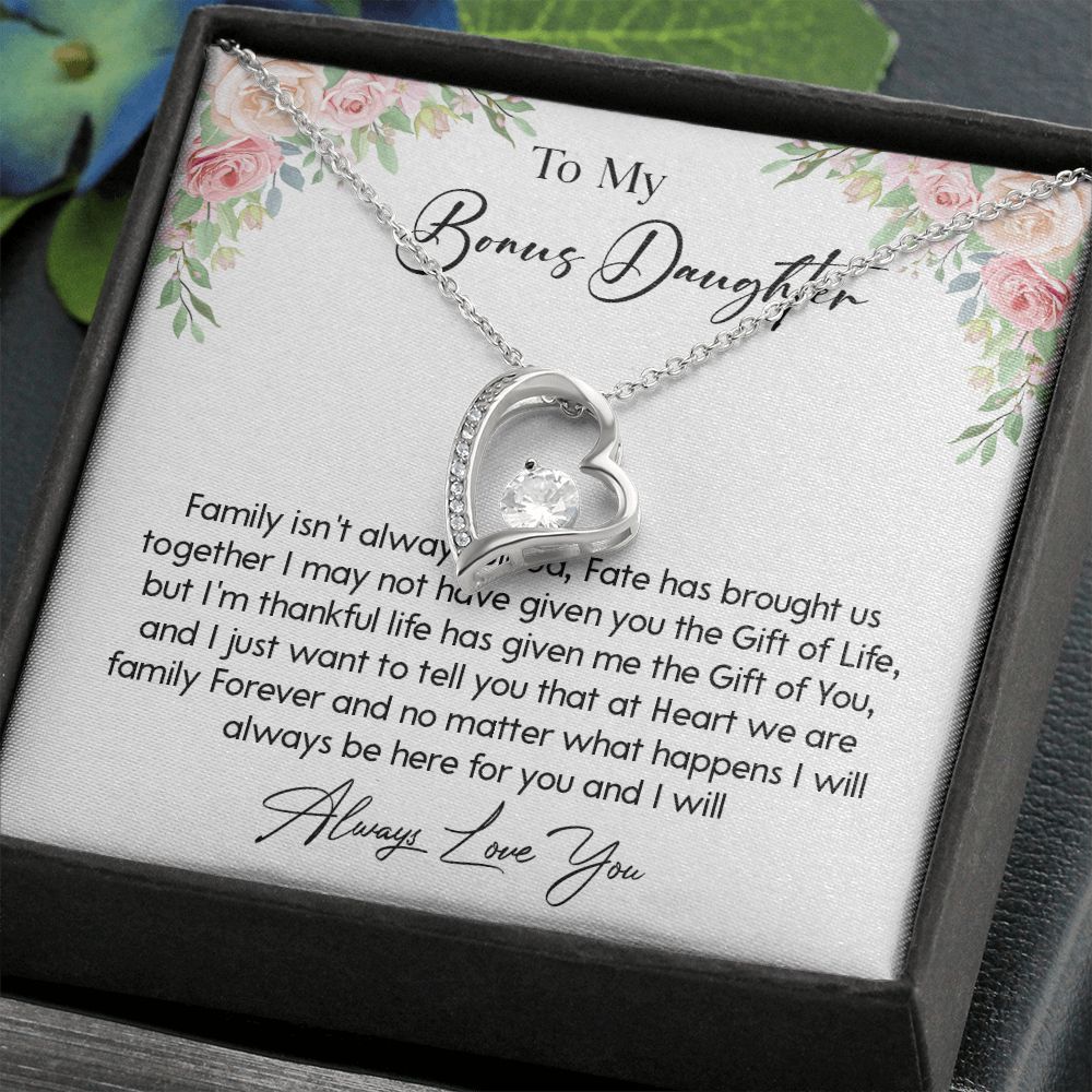 466C To My Bonus Daughter Necklace, Gift For Daughter, Birthday Graduation Christmas