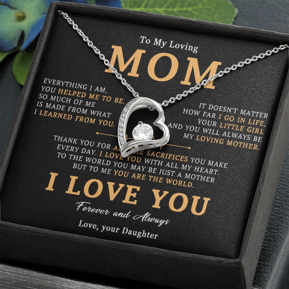 510C To My Loving Mom Necklace, Gift for Mom from Daughter, Mother's Day Jewelry Gift