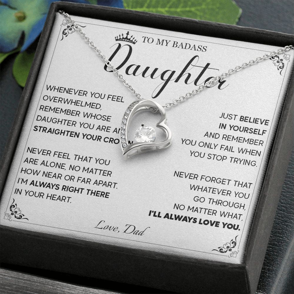514C To My Badass Daughter Necklace, Birthday Gift For Daughter From Dad, Anniversary