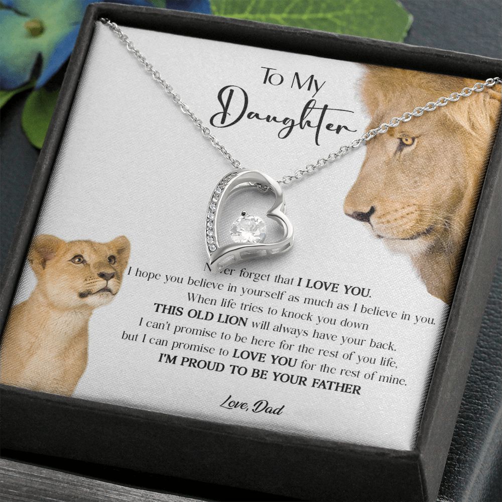 431C To My Daughter Necklace, Xmas Gift For Daughter From Dad, Daughter Father Lion