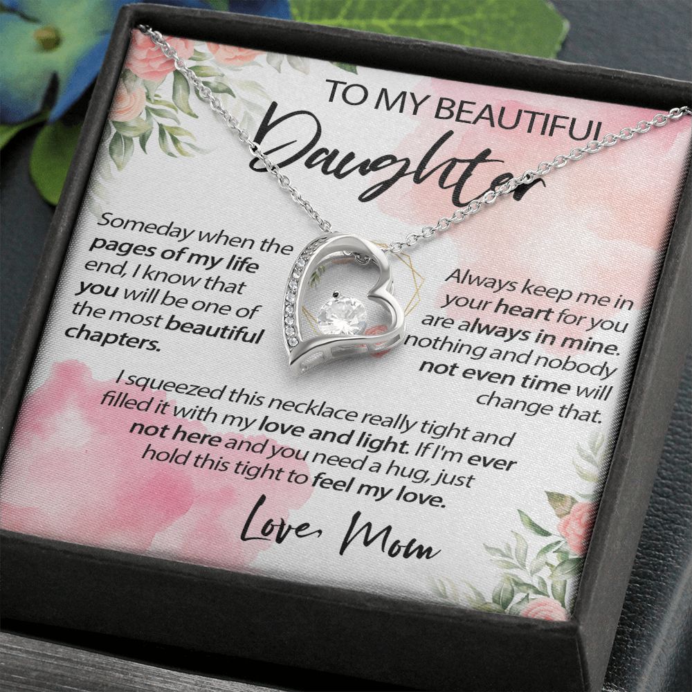 34C To My Beautiful Daughter A Wonderful Daughter Love Knot Necklace, Gift From Mom