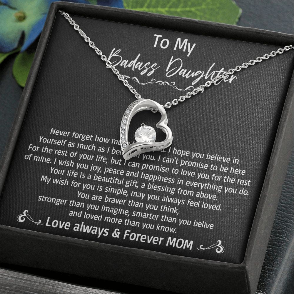 36C To My Badass Daughter Necklace, Love Always & Forever Mom, Gift From Mom