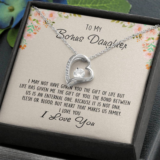 To My Bonus Daughter Unique Gift Forever Love Heart Necklace for Step Daughter 441