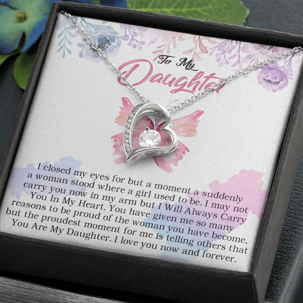 24C Butterfly To My Daughter Necklace, Gift Birthday, Holiday, Daughter Necklace