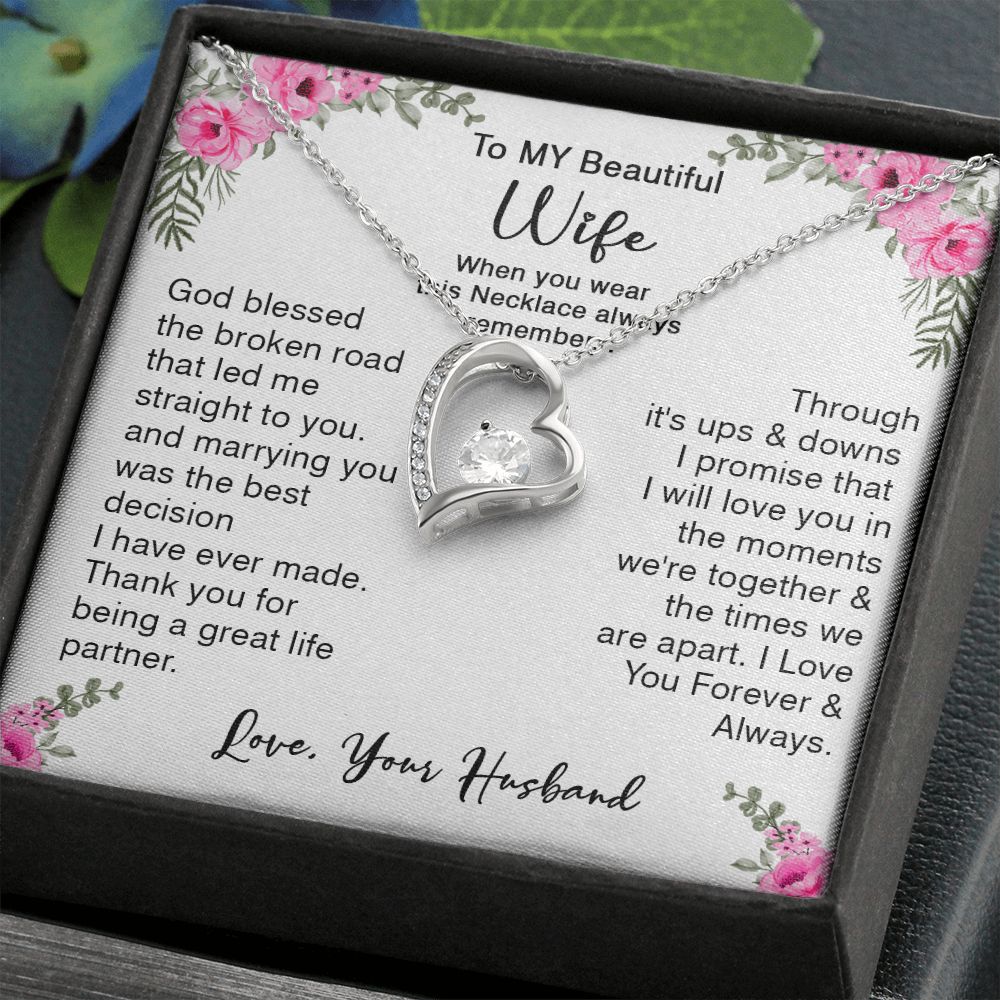 418C To My Beautiful Wife God Bless The Broken Road Necklace Gift from Husband