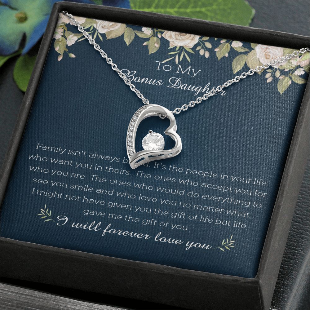 23C To My Bonus Daughter Necklace, I Will Forever Love You, Gift Birthday, Holiday