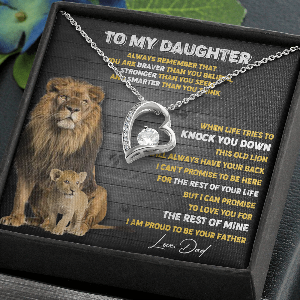 N374C To My Daughter Necklace, Xmas Gift For Daughter From Dad, Daughter Father Lion