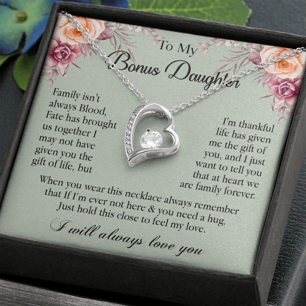 632C To My Bonus Daughter Necklace, Gift Birthday, Gift Ideas, Daughter Necklace