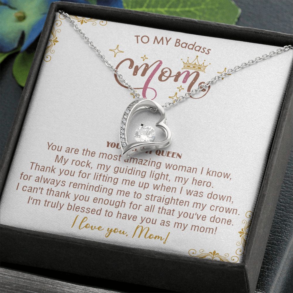 414C To My Badass Mom Necklace, You Are My Queen, I love You, Gift Necklace For Mom