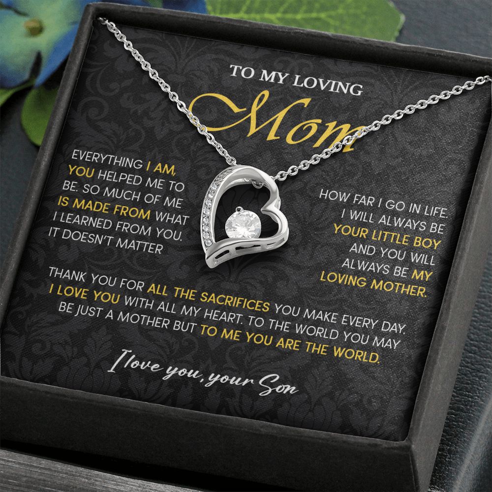 441C To My Loving Mom Necklace, Gift for Mom from Son, Mom Birthday Gifts Necklace