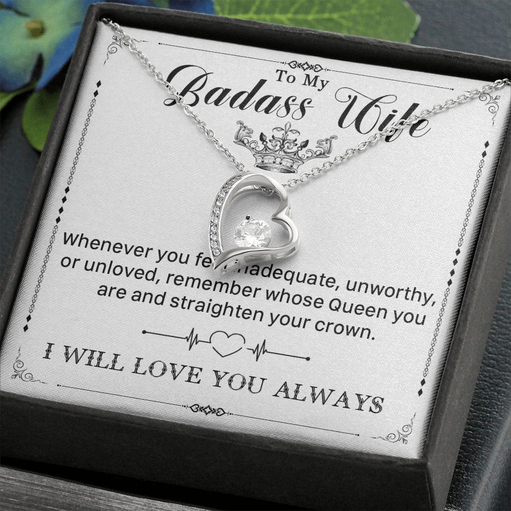 546C To My Badass Wife Pendant Necklace, Wife Necklace Birthday Gift from Husband
