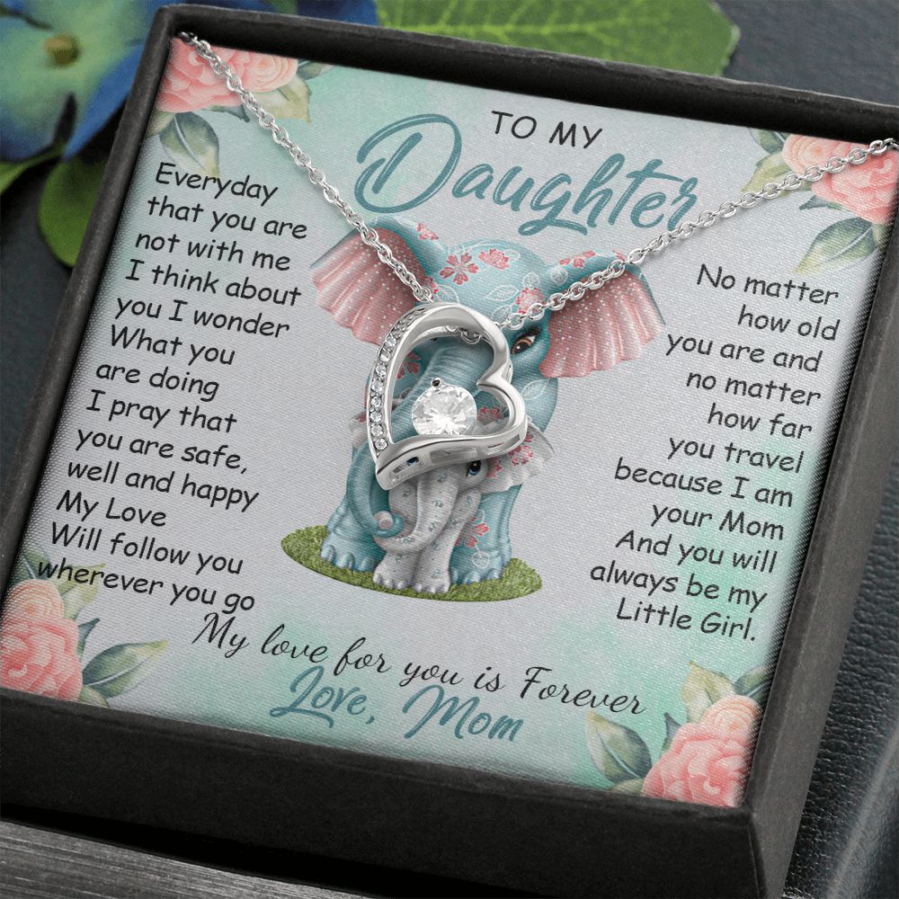 57C To My Daughter Necklace, Gift For Daughter From Mom, Daughter Mother Elephant