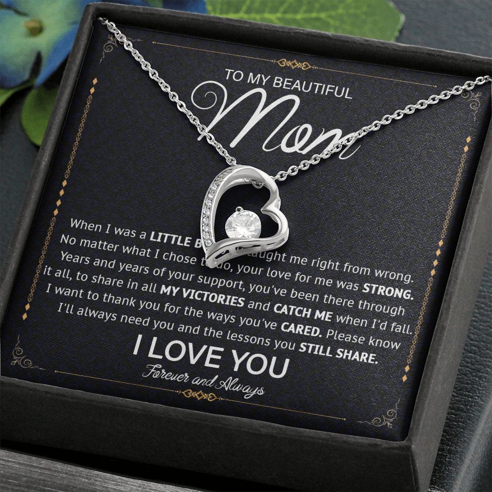 527C Love Knot Necklace To Mom From Daughter Son, Birthday Jewelry To Mom, Mother Day