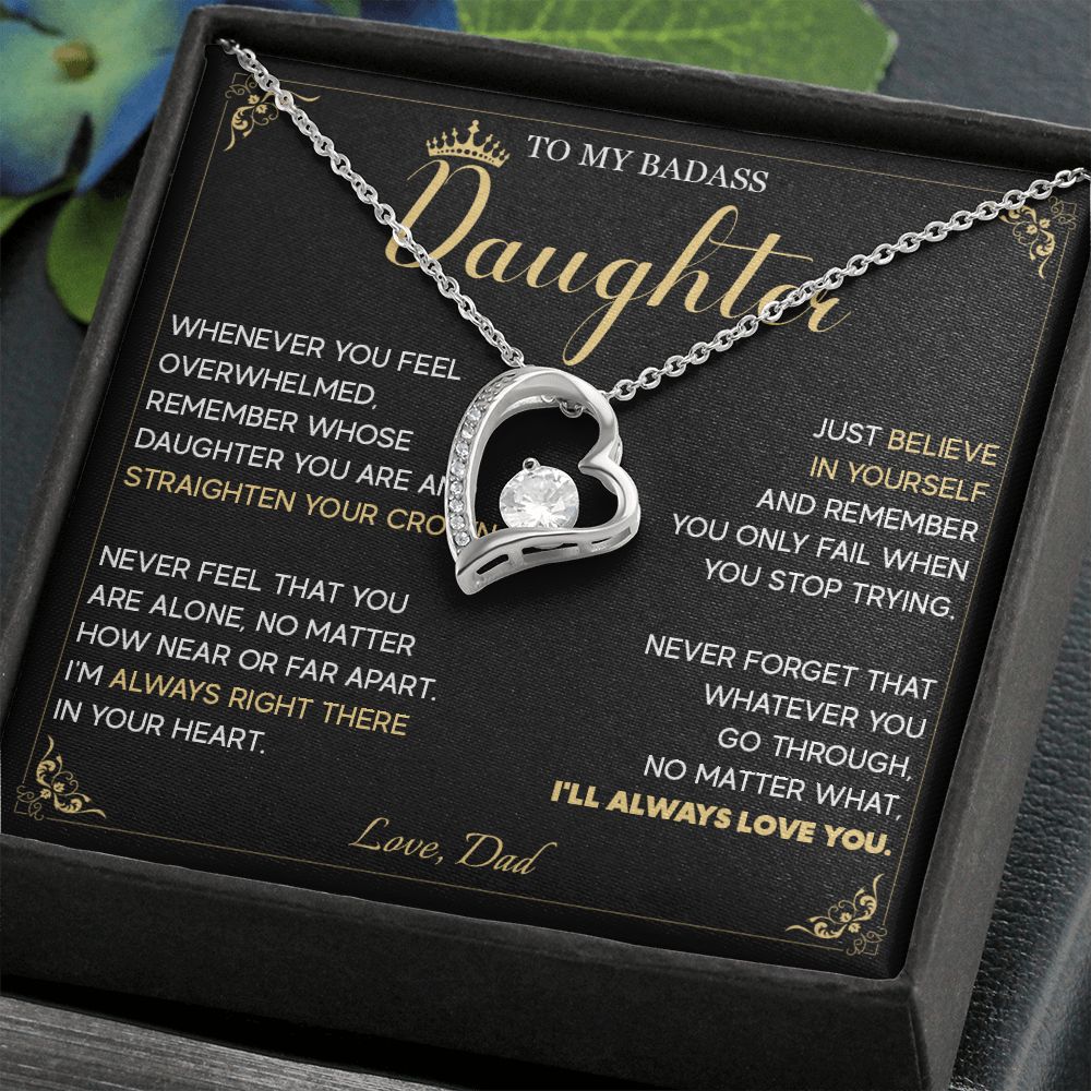 513C To My Badass Daughter Crown Necklace, Birthday Gift For Badass Daughter From Dad