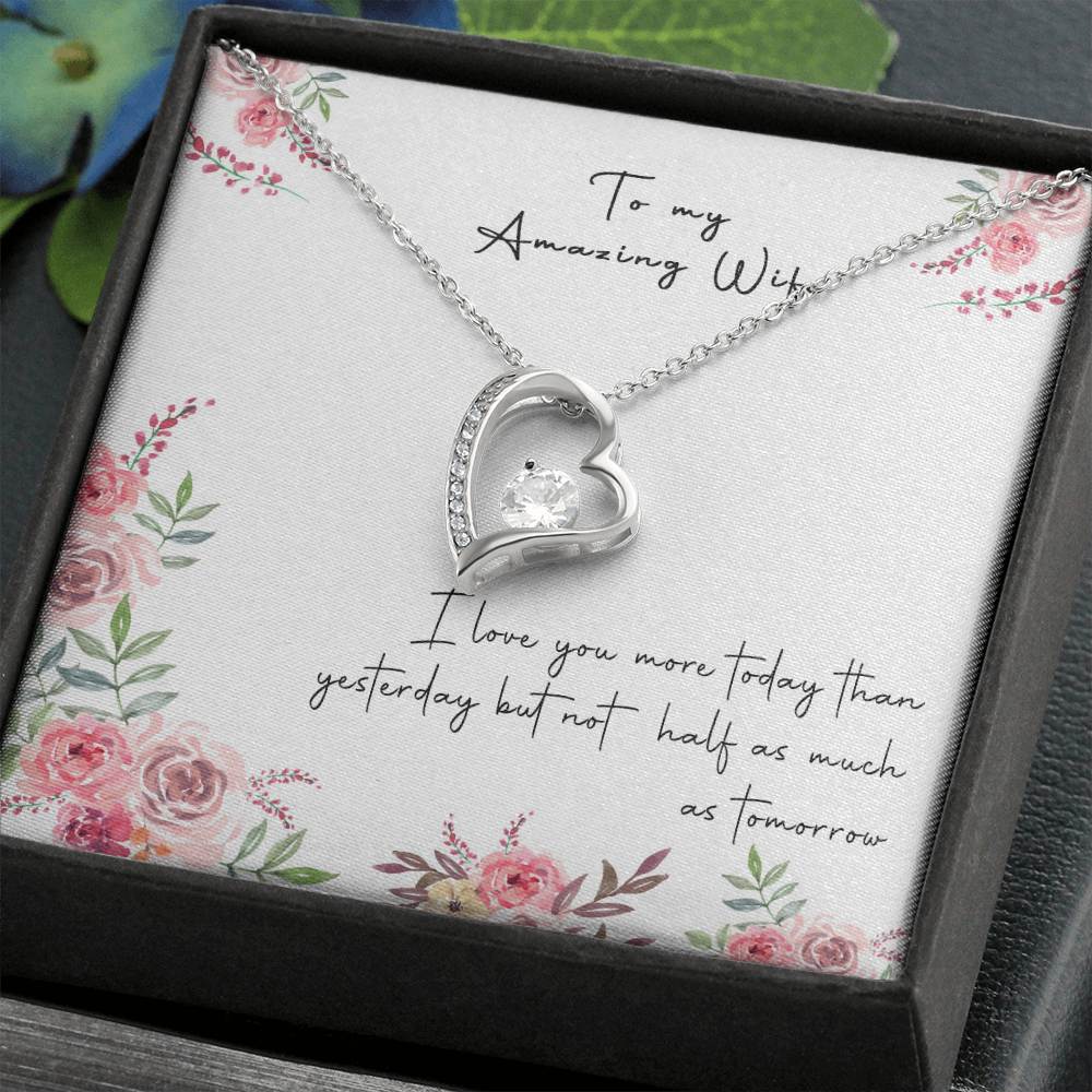 166C Necklace Gift To My Amazing Wife, Valentine Gift for Her, I LOVE YOU Forever