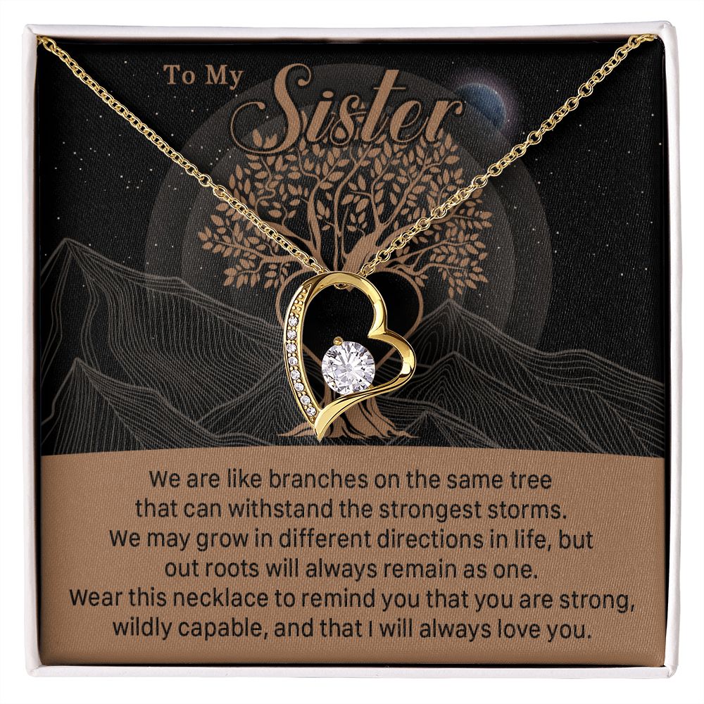 547C To My Sister, Strong Roots Heart Pendant Necklace Gift for Sister Birthday, Xmas