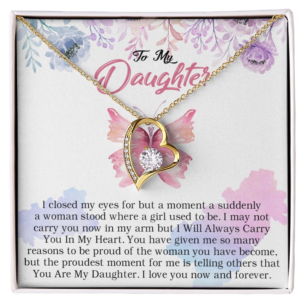 24C Butterfly To My Daughter Necklace, Gift Birthday, Holiday, Daughter Necklace