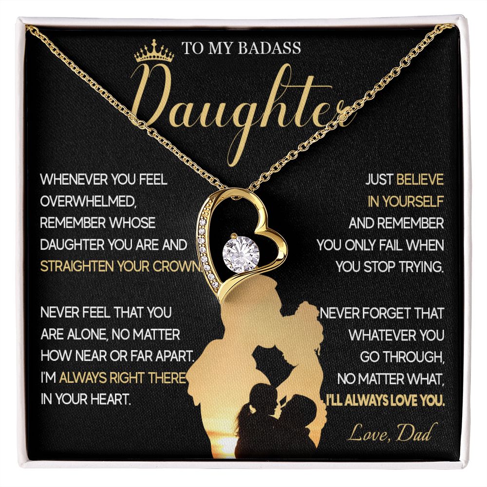 515C To My Badass Daughter Necklace, Birthday Gift For Daughter From Dad, Christmas