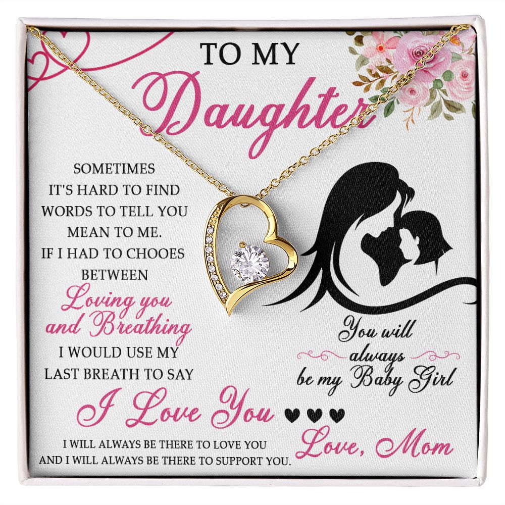 50C To My Daughter Necklace From Mom, Jewelry Gift For Daughter On Birthday, Holiday