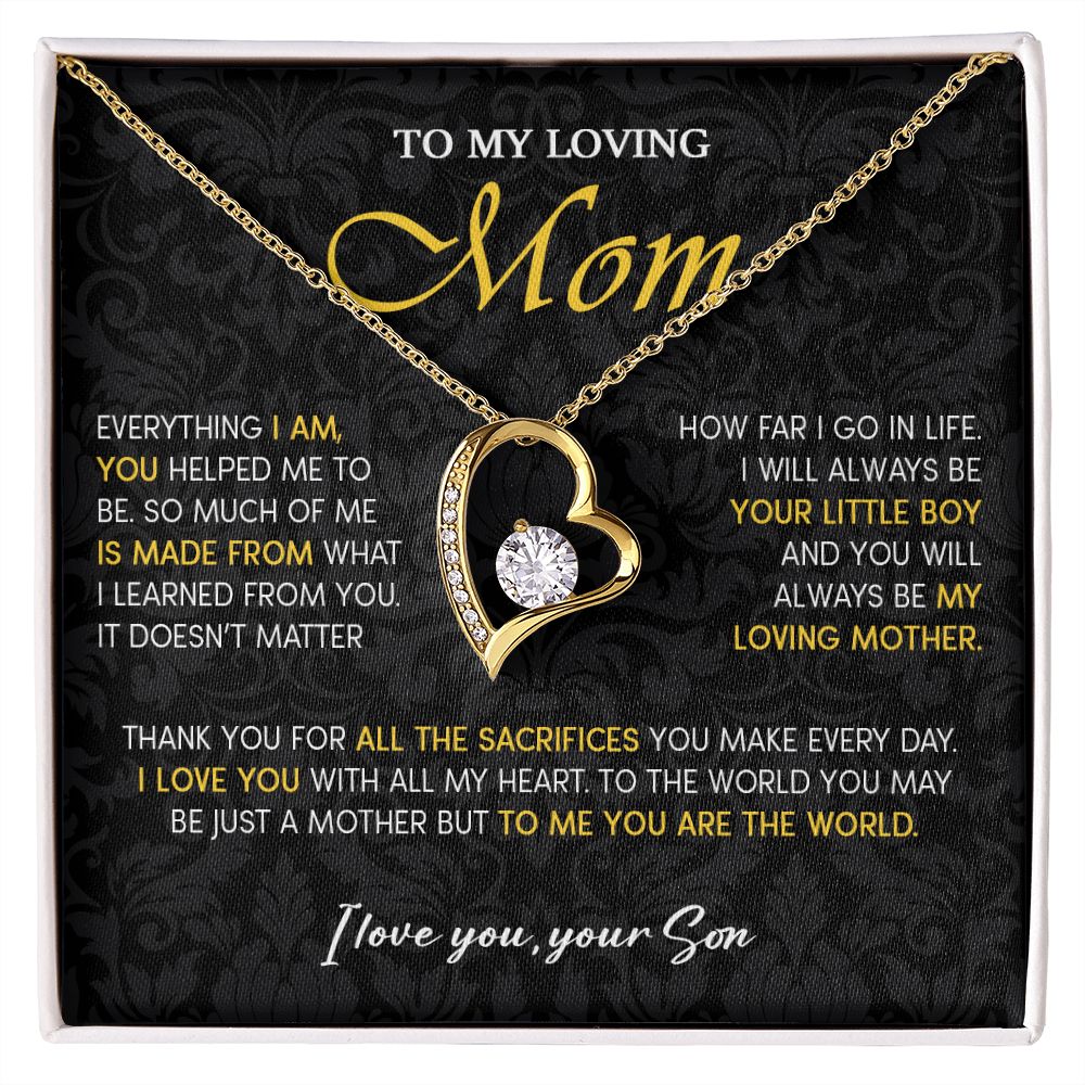 441C To My Loving Mom Necklace, Gift for Mom from Son, Mom Birthday Gifts Necklace