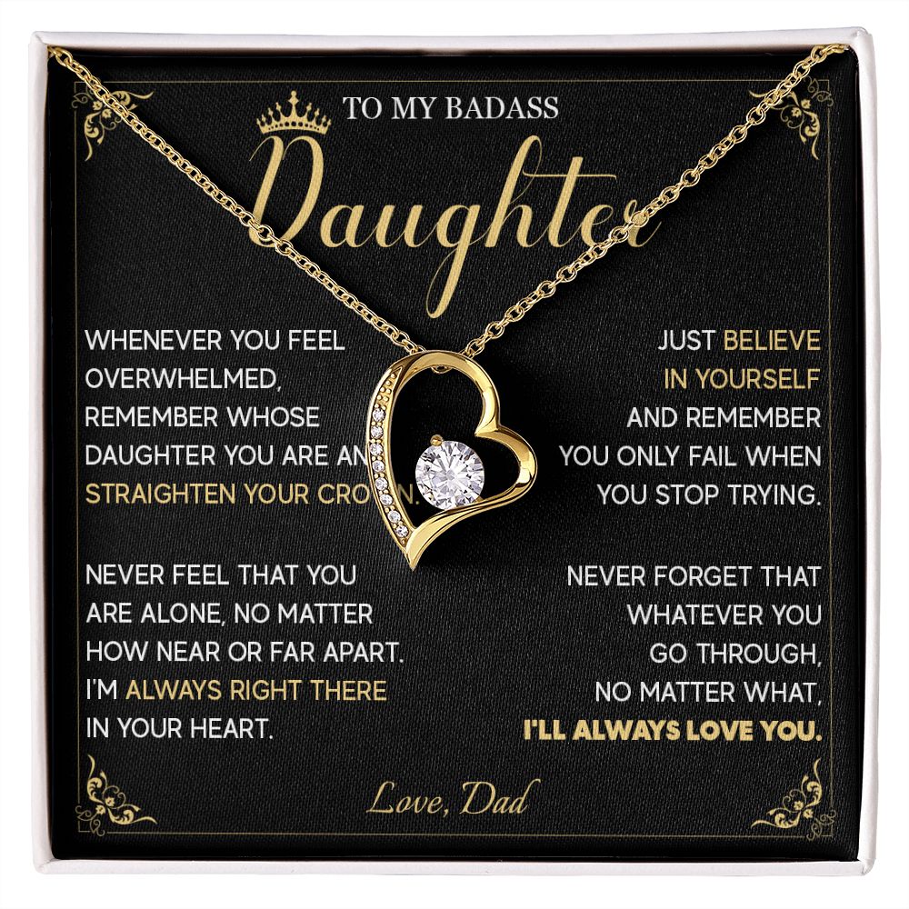 513C To My Badass Daughter Crown Necklace, Birthday Gift For Badass Daughter From Dad
