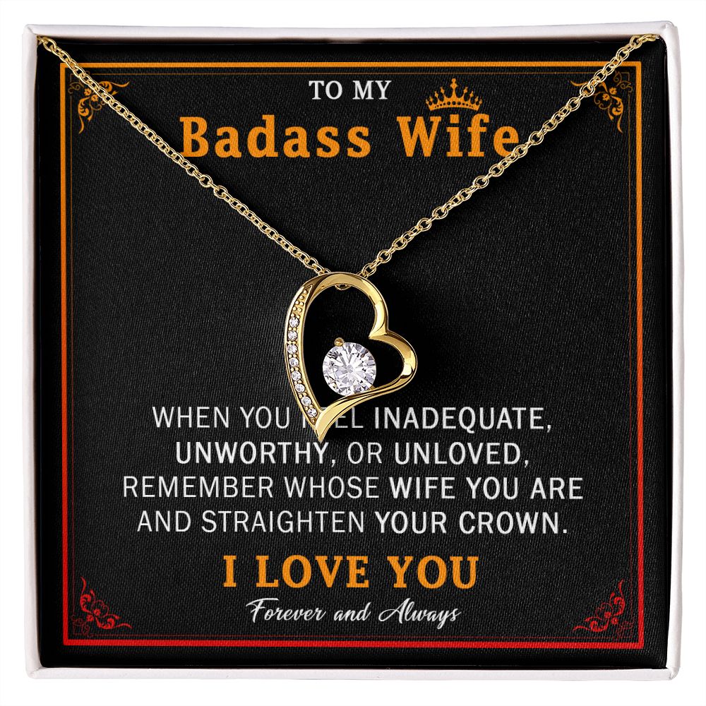 559C Wife Necklace Gift From Husband, Badass Wife Crown Love Knot, Wife Necklace Gift