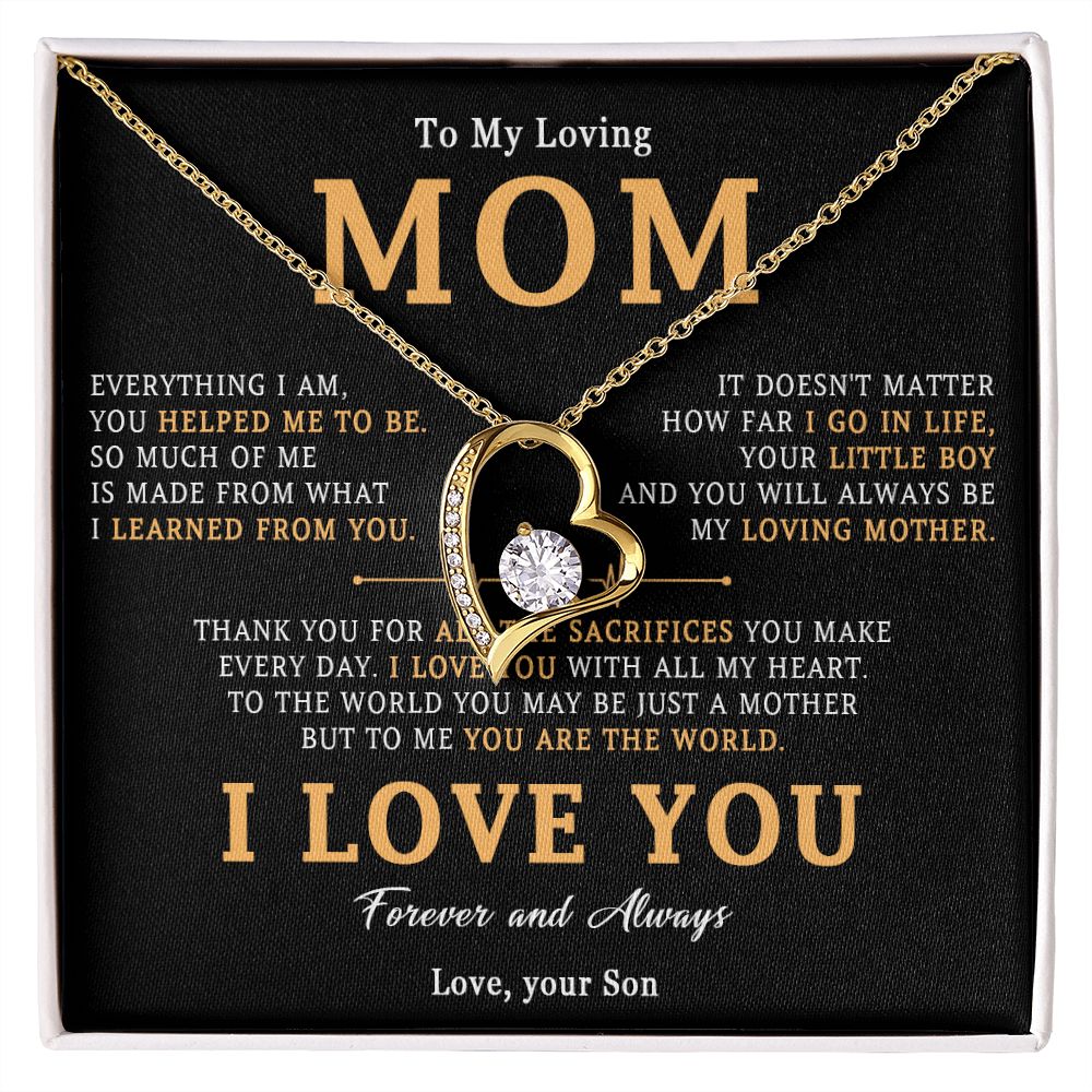509C To My Loving Mom Necklace, Gift for Mom from Son, Mother's Day Jewelry Gifts