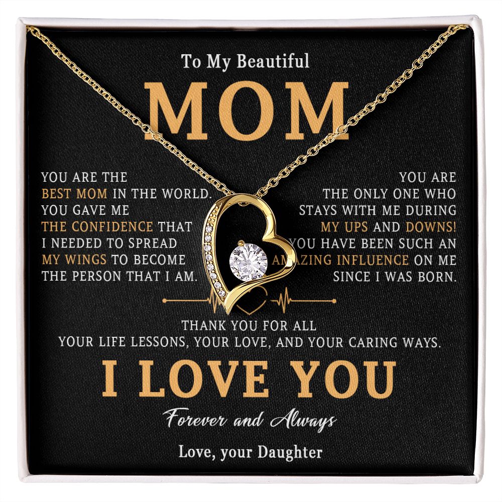 517C To My Beautiful Mom Necklace, Love Mom Gift, Mom Birthday Gift from Daughter