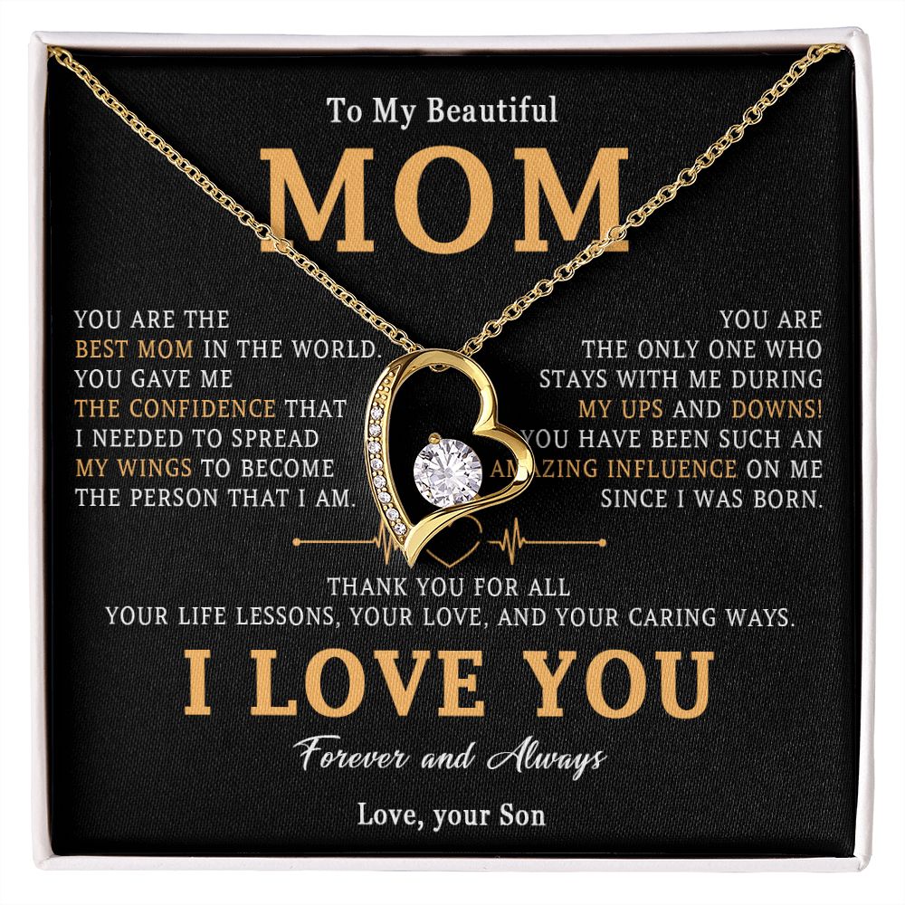 516C To My Beautiful Mom Necklace, Mom Gift, Mom Birthday Gift from Son, Love Gifts