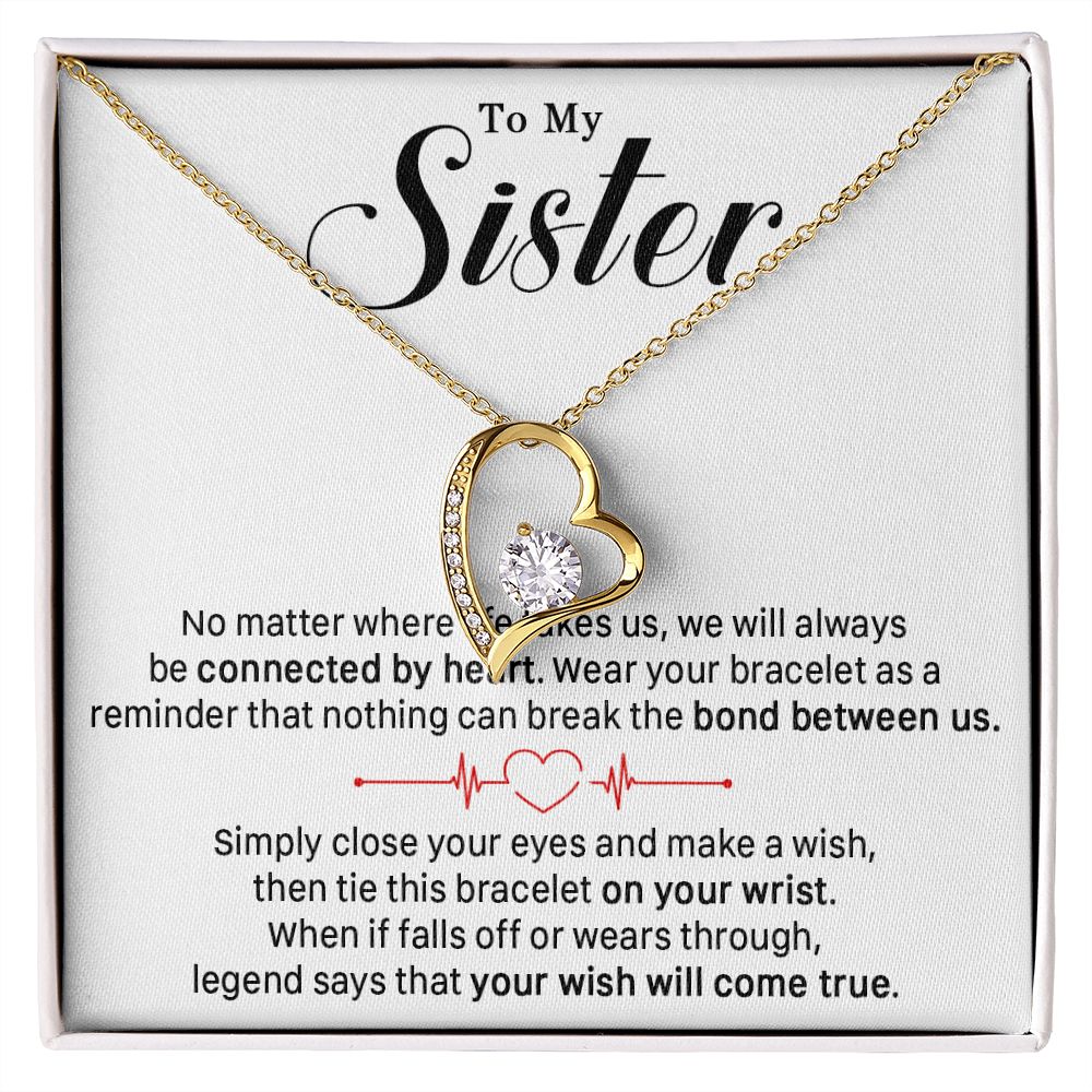 545C To My Sister Necklace, Sister Best Friends Love Heart Necklace, Birthday Gifts