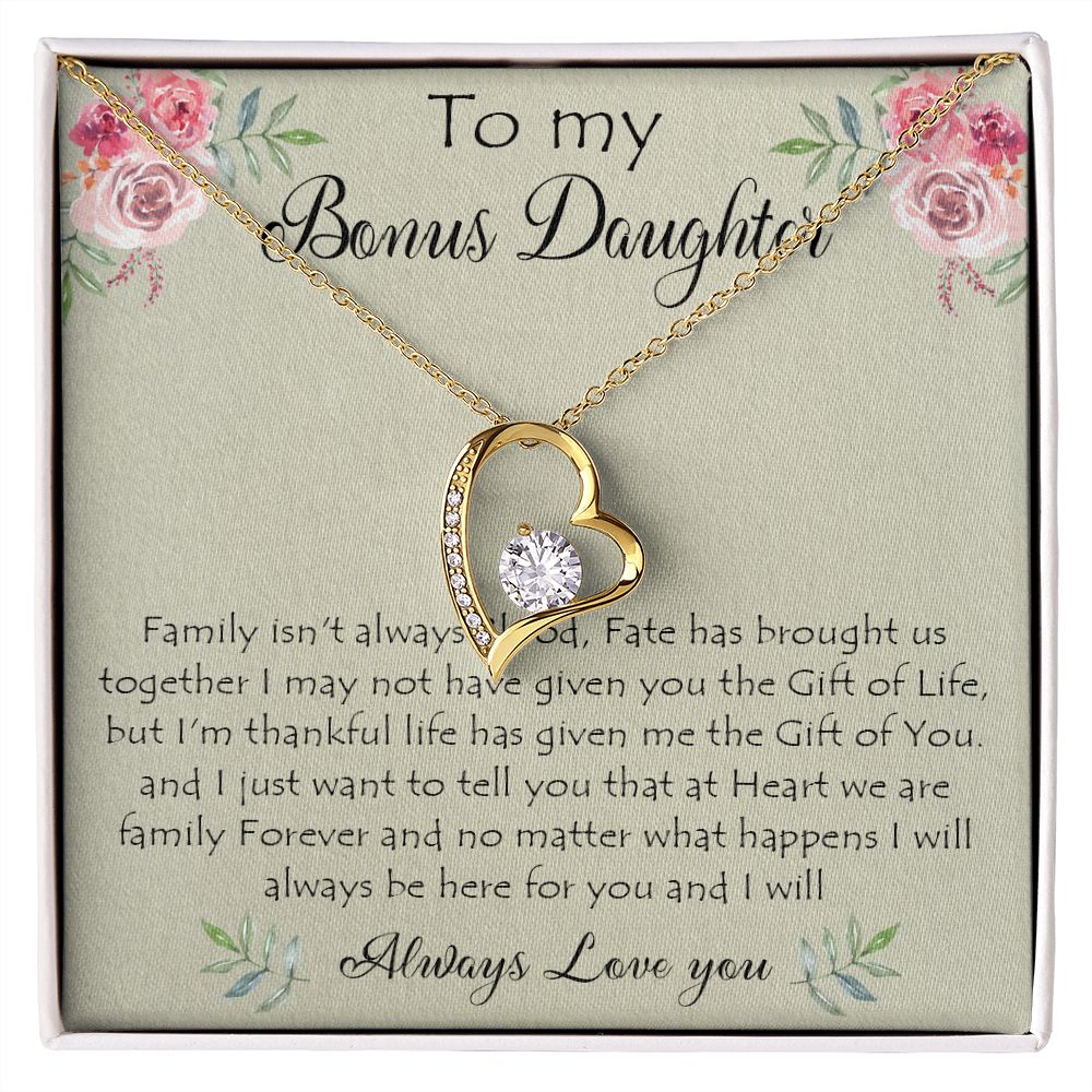 41C To My Bonus Daughter Necklace Gift From Mom Dad, Always Love You, Gift Birthday