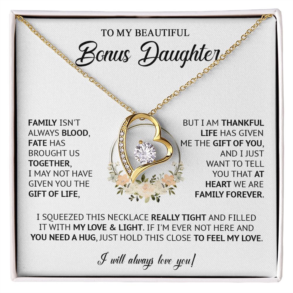 585C Bonus Daughter Necklace, Birthday Gift for Daughter from Dad Mom, Step Daughter