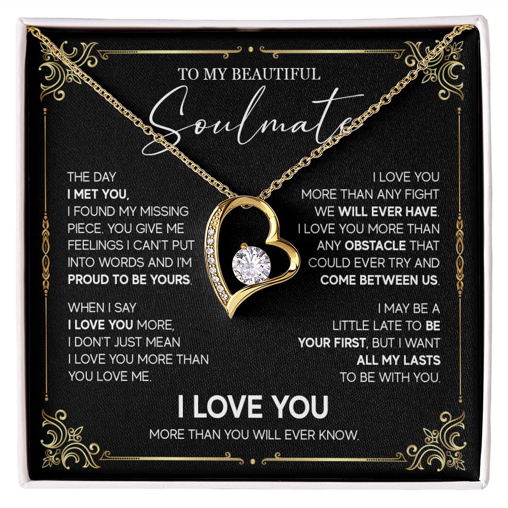 498C To My Soulmate Knot Necklace, Soulmate Necklace Gift, Birthday Gifts for Womens