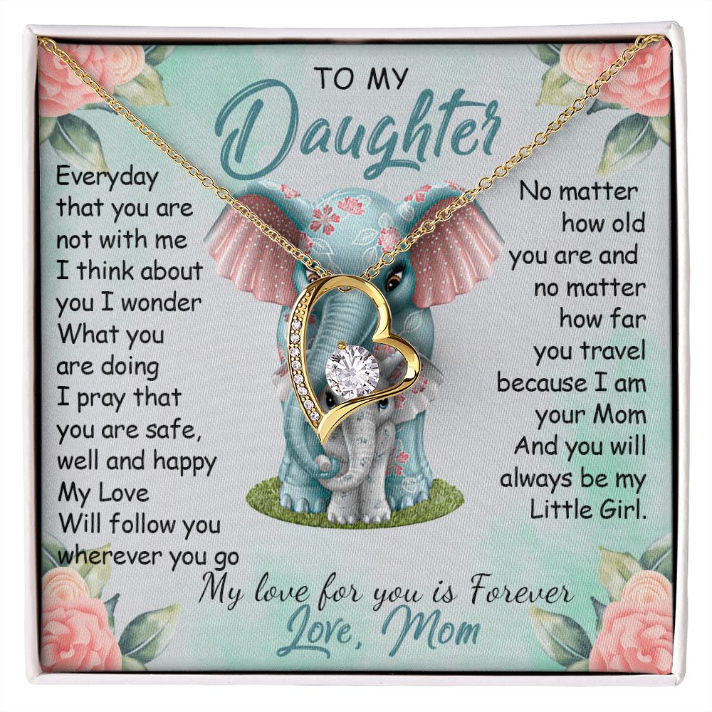 57C To My Daughter Necklace, Gift For Daughter From Mom, Daughter Mother Elephant