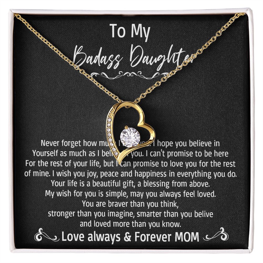 36C To My Badass Daughter Necklace, Love Always & Forever Mom, Gift From Mom