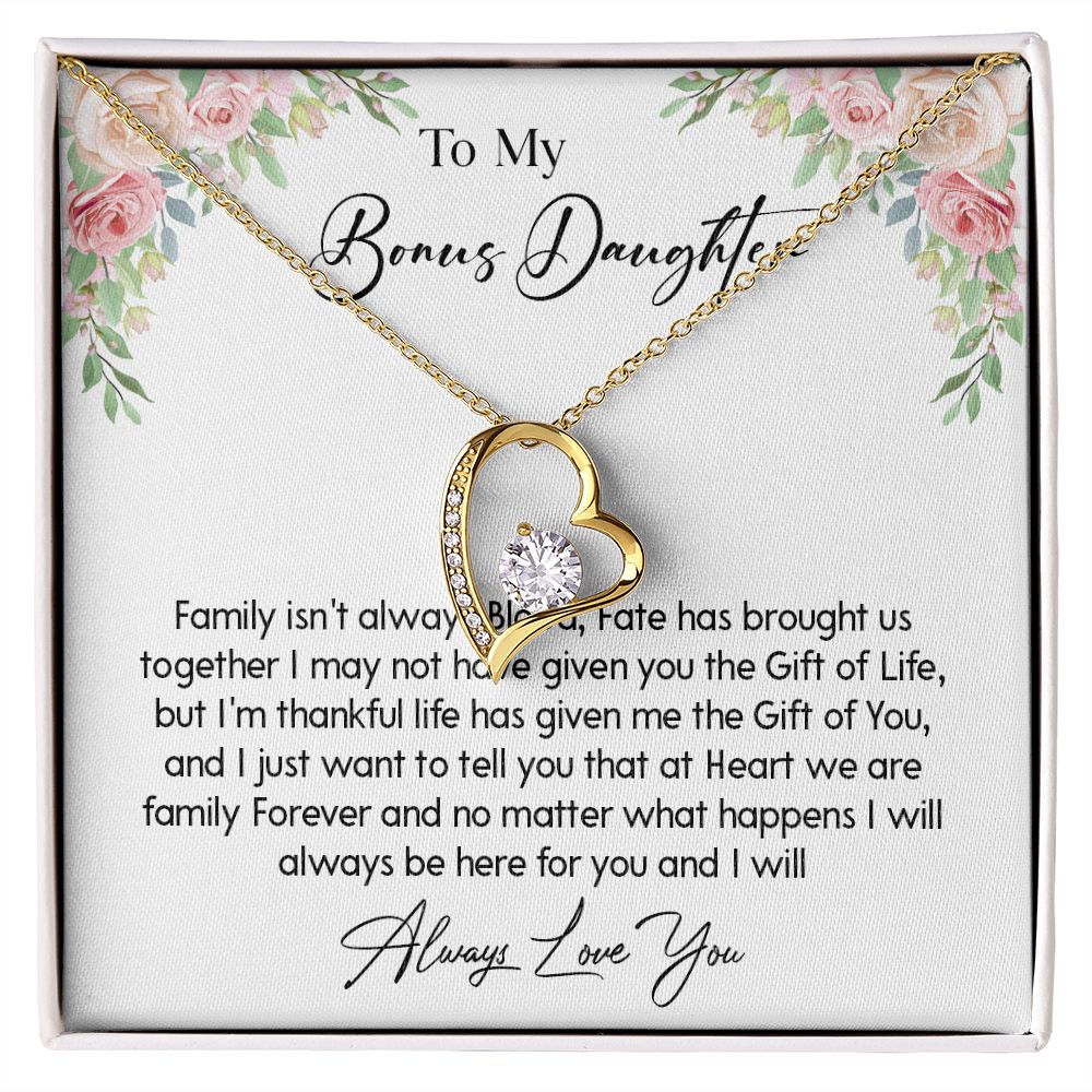 466C To My Bonus Daughter Necklace, Gift For Daughter, Birthday Graduation Christmas