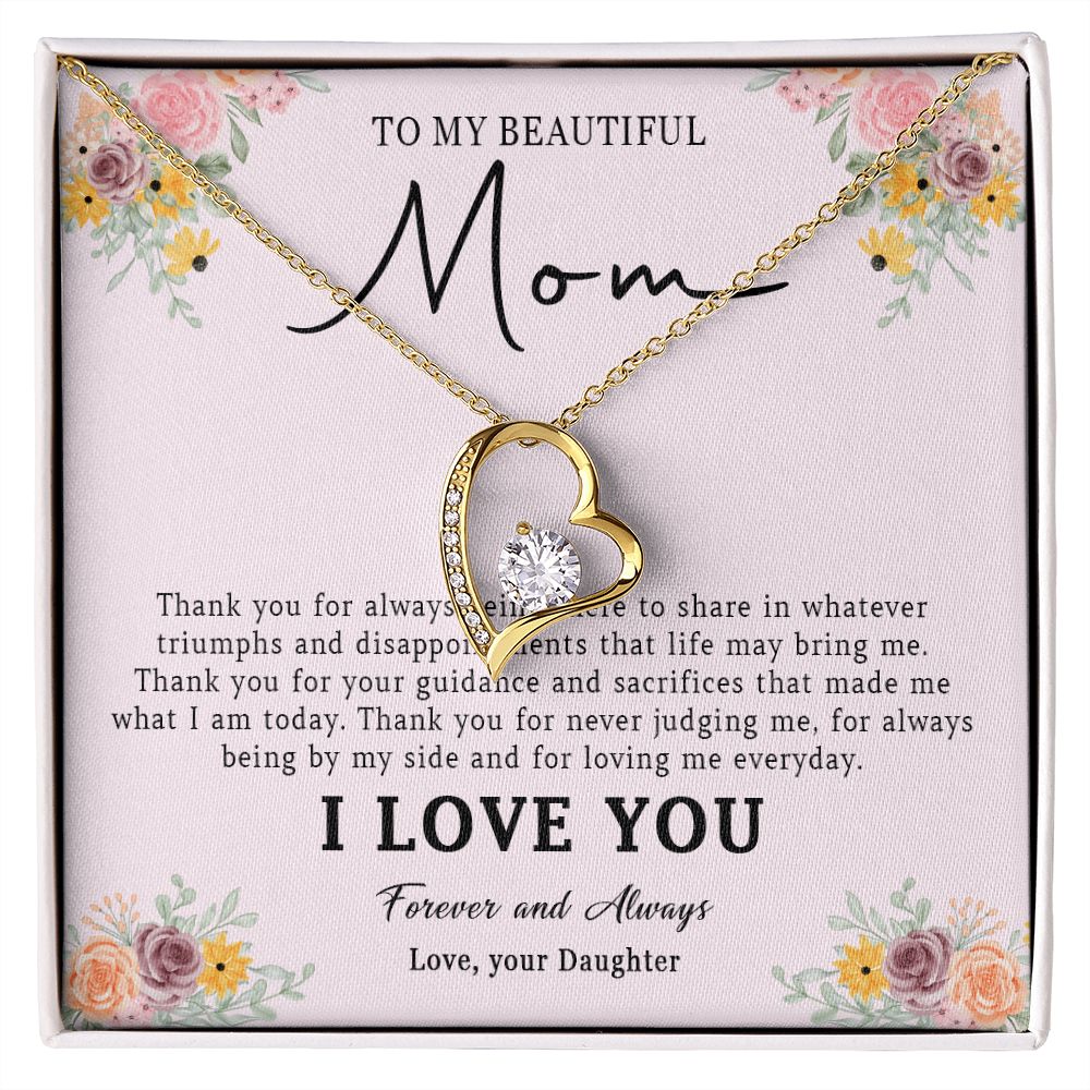 521C Love Mom Necklace, To My Beautiful Mom Necklace, Mom Birthday Gift from Daughter