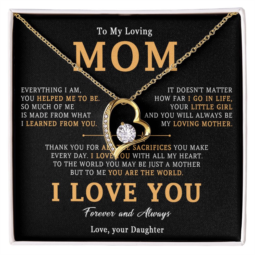 510C To My Loving Mom Necklace, Gift for Mom from Daughter, Mother's Day Jewelry Gift