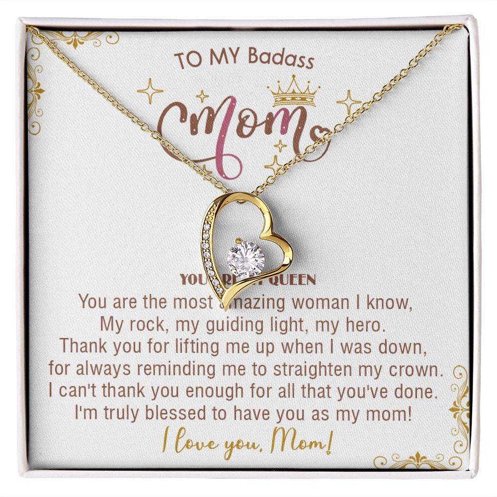 414C To My Badass Mom Necklace, You Are My Queen, I love You, Gift Necklace For Mom