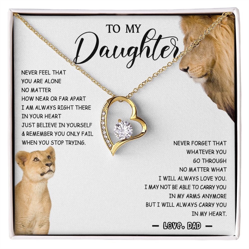 476C To My Daughter Necklace Father to Daughter Birthday Christmas Gift from Lion Dad