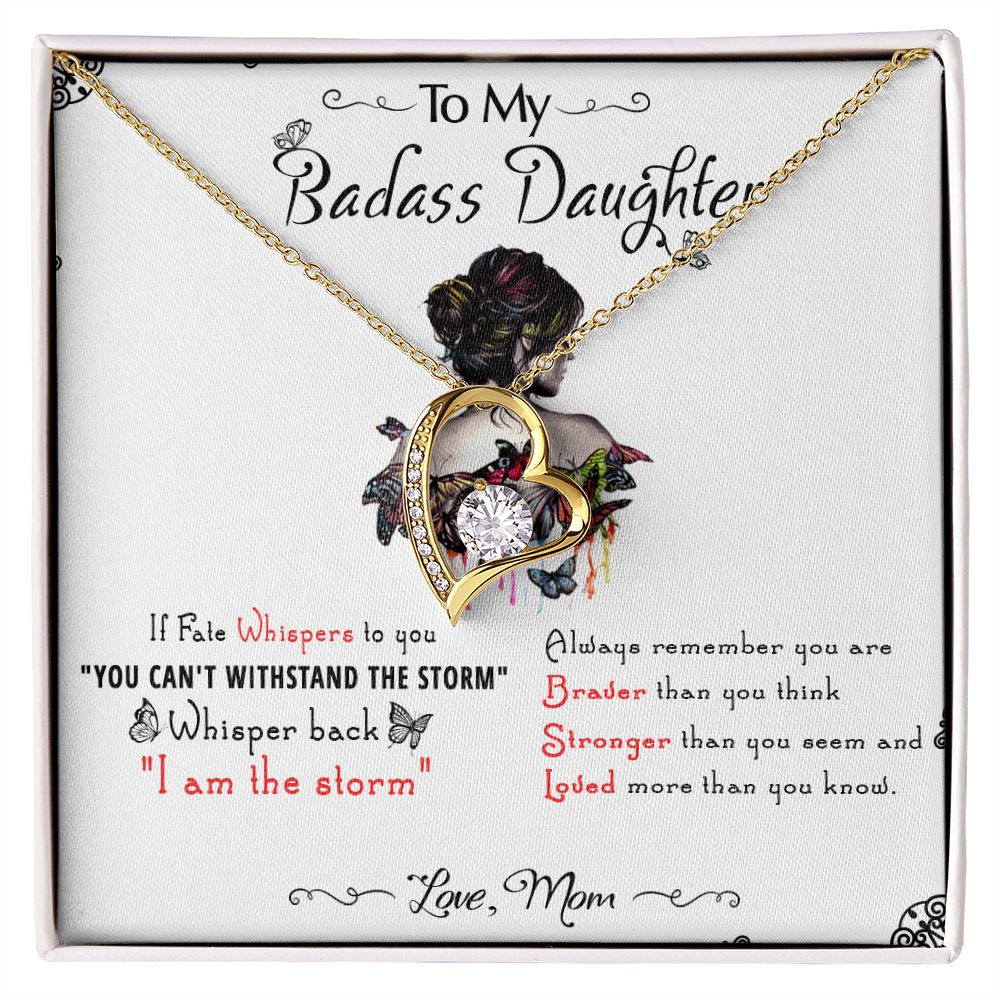 53C To My Badass Daughter, Badass Daughter Necklace From Mom, Birthday Gift