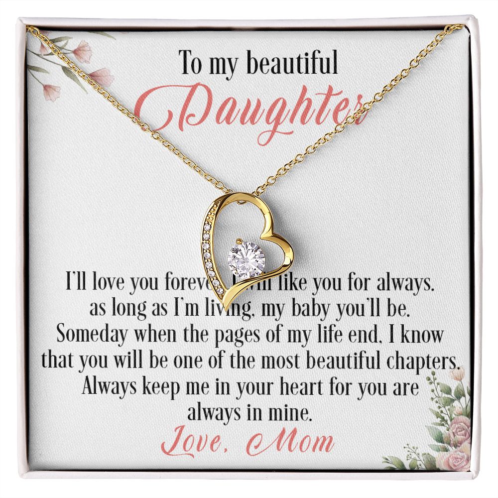 31C To My Beautiful Daughter Love Knot Necklace, I Love You, Gift For Daughter