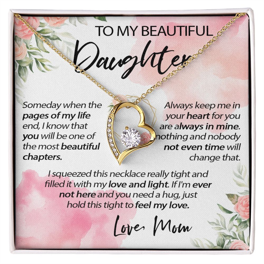 34C To My Beautiful Daughter A Wonderful Daughter Love Knot Necklace, Gift From Mom