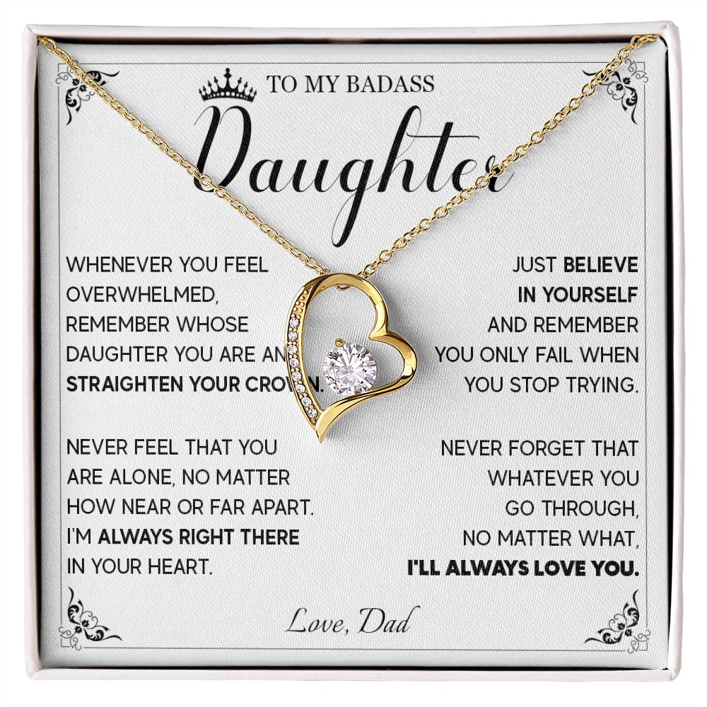 514C To My Badass Daughter Necklace, Birthday Gift For Daughter From Dad, Anniversary