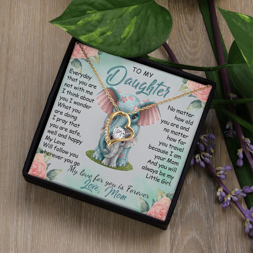 57C To My Daughter Necklace, Gift For Daughter From Mom, Daughter Mother Elephant