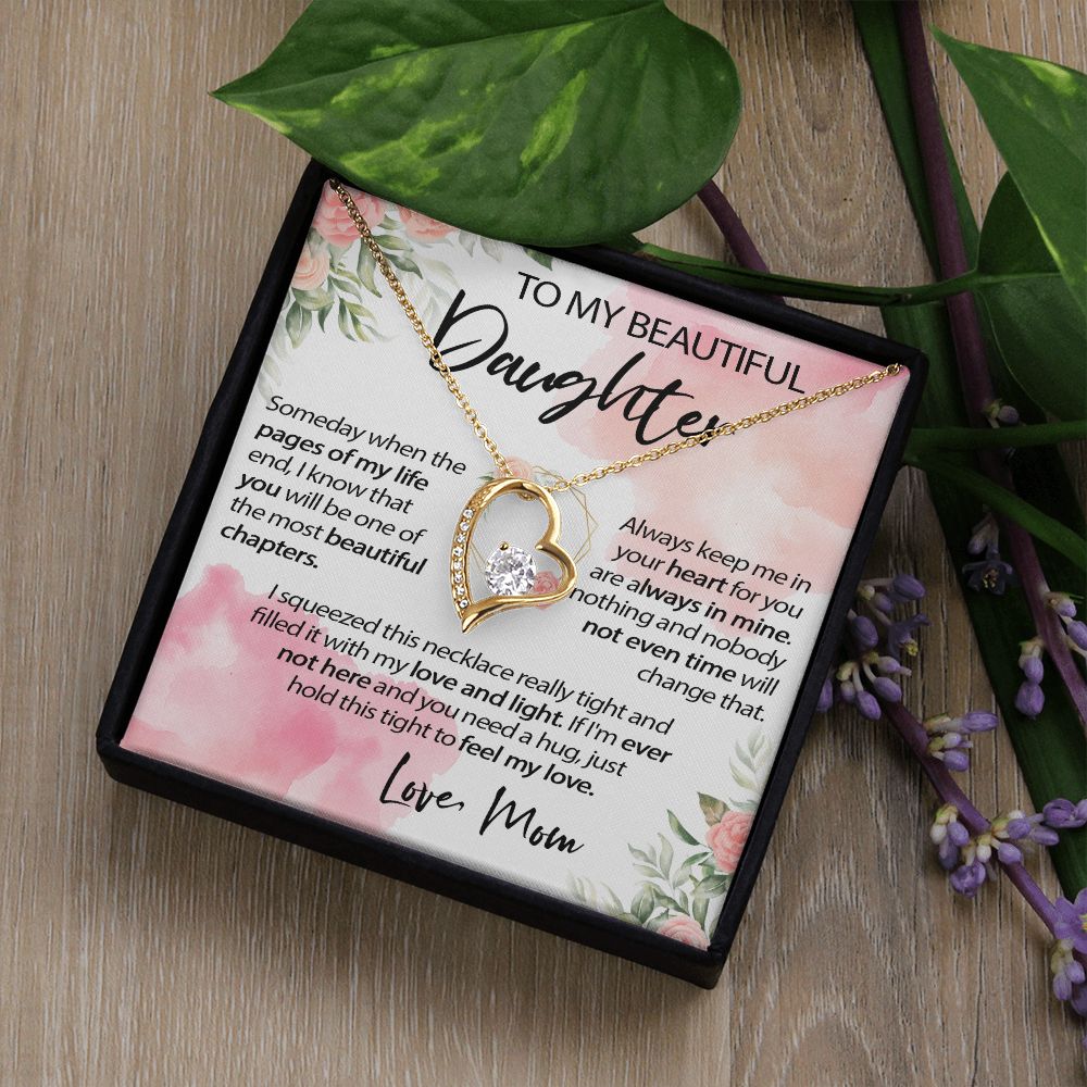 34C To My Beautiful Daughter A Wonderful Daughter Love Knot Necklace, Gift From Mom