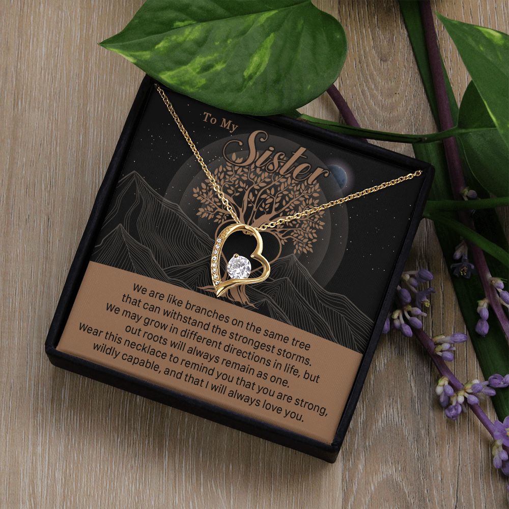 547C To My Sister, Strong Roots Heart Pendant Necklace Gift for Sister Birthday, Xmas