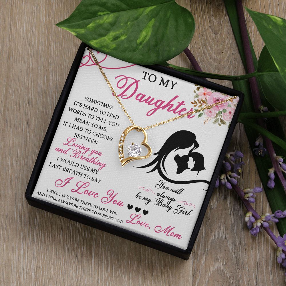 50C To My Daughter Necklace From Mom, Jewelry Gift For Daughter On Birthday, Holiday