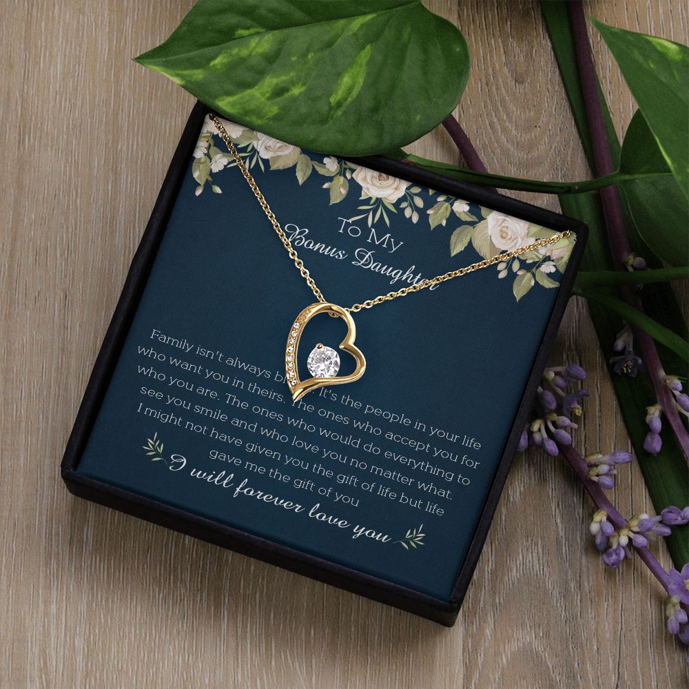 23C To My Bonus Daughter Necklace, I Will Forever Love You, Gift Birthday, Holiday