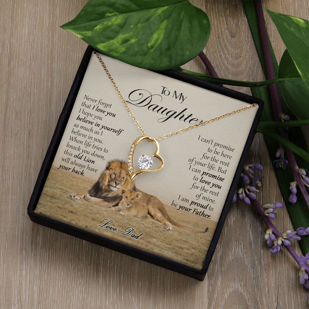 469C To My Daughter Necklace, Xmas Gift For Daughter From Dad, Daughter Father Lion